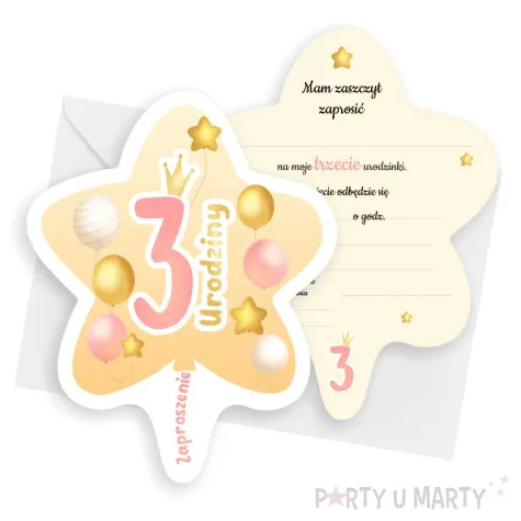 xx zaproszenie gwiazdeczka pink 3 urodzinki