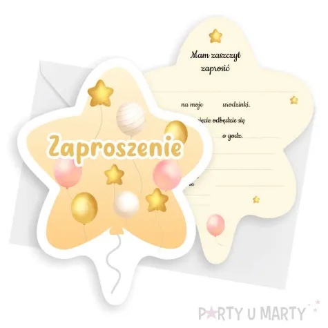 xx zaproszenie gwiazdeczka urodziny baloniki rozowy 10 4x13 2 cm 1 szt