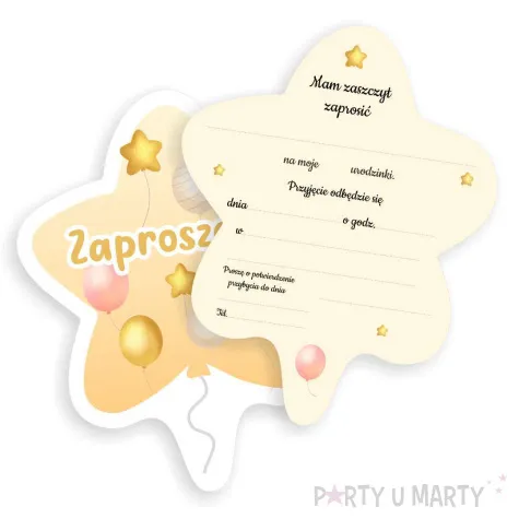 xx zaproszenie gwiazdeczka urodziny baloniki rozowy 10 4x13 2 cm 1 szt