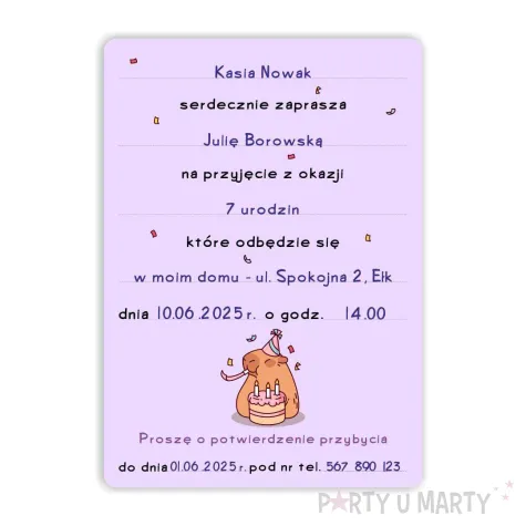 xx zaproszenie kapibara