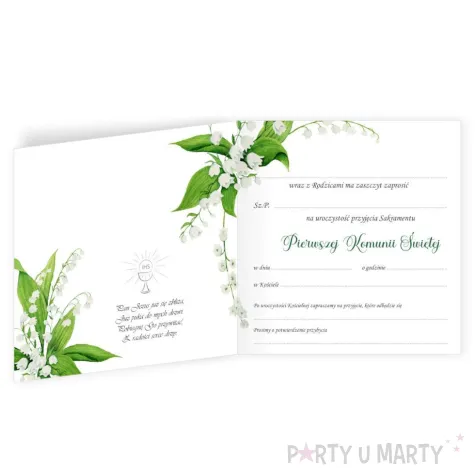xx zaproszenie komunia konwalie 15x15 cm 1 szt