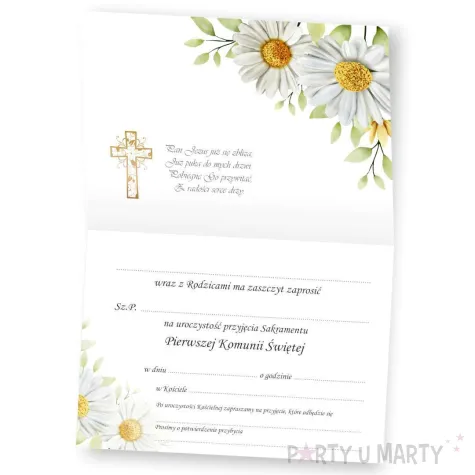 xx zaproszenie komunia margaretkowy zawrot glowy 14 8x10 5 cm 1 szt