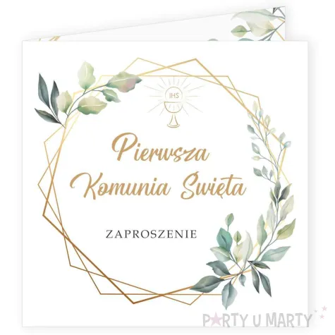 xx zaproszenie komunia mietowa geometria 15x15 cm 1 szt