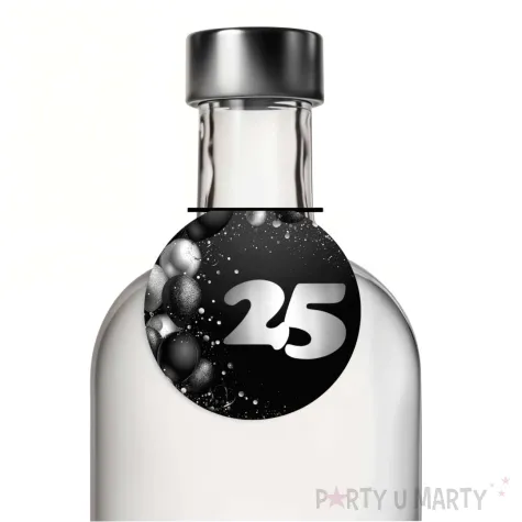 xx zawieszka na alkohol 25 rocznica slubu czarno srebrny