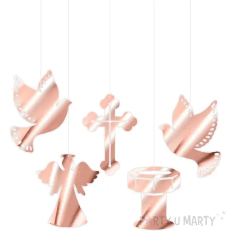 xx zawieszki kart chrzest rose gold x5