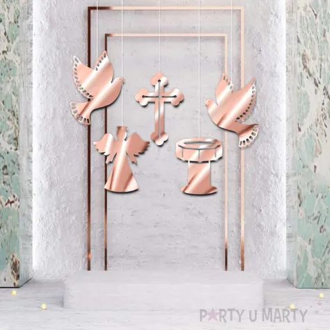 xx zawieszki kart chrzest rose gold x5