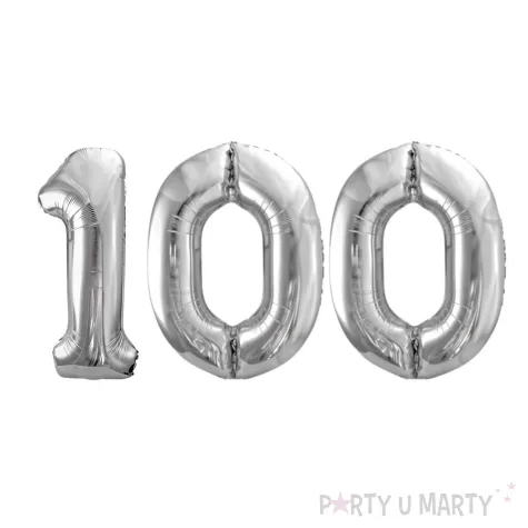 xx zestaw balonow srebrny liczba 100