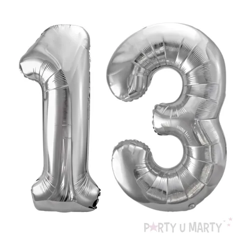 xx zestaw balonow srebrny liczba 13