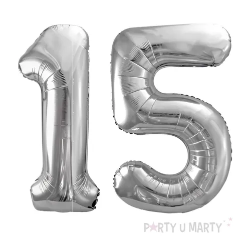 xx zestaw balonow srebrny liczba 15