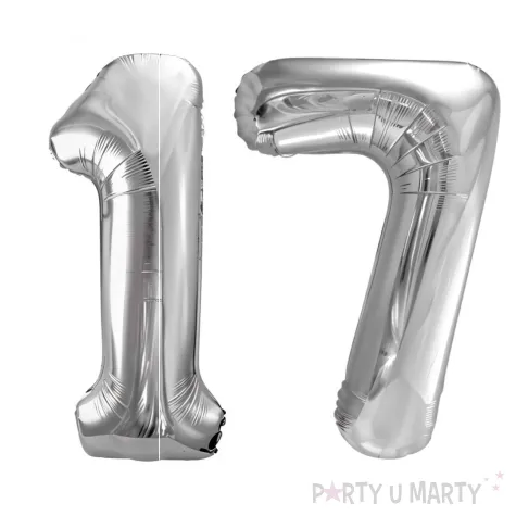 xx zestaw balonow srebrny liczba 17