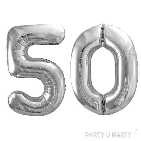 xx zestaw balonow srebrny liczba 50