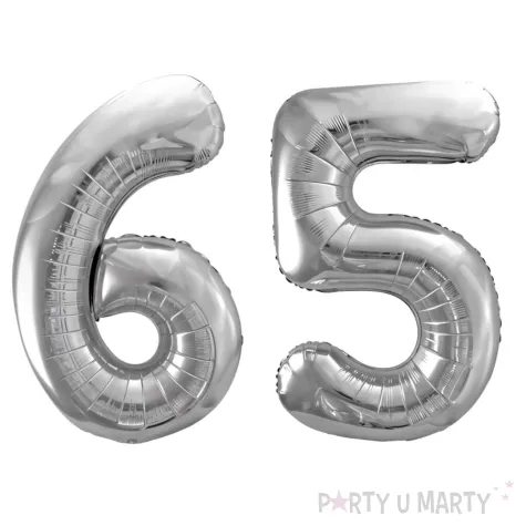 xx zestaw balonow srebrny liczba 65