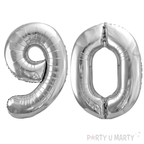 xx zestaw balonow srebrny liczba 90
