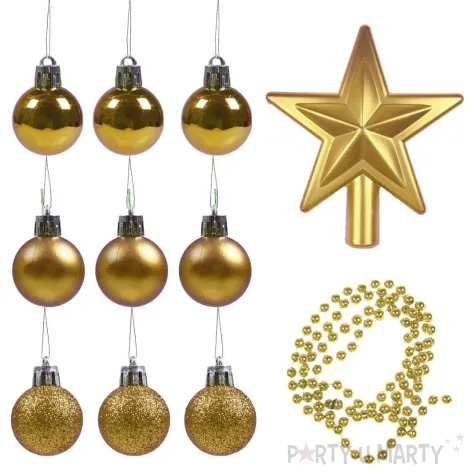xx zestaw dekoracji bombki gwiazda i lancuch choinkowy zloty arpex