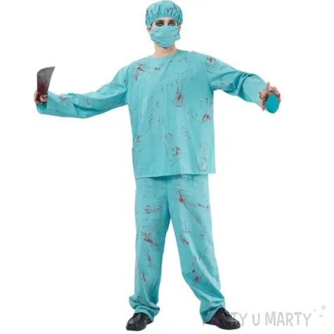 xx zestaw dla doroslych chirurg zombie bluzka spodnie czepek maska rozm 52