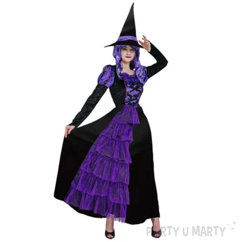 xx zestaw dla doroslych fioletowa czarownica sukienka kapelusz rozm s