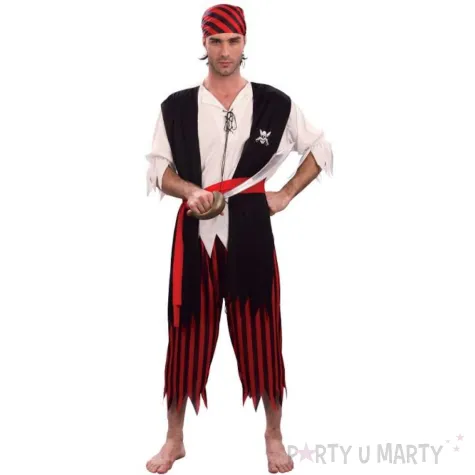 xx zestaw dla doroslych karaibski pirat bluzka z kamizelka pasek spodnie nakrycie glowy rozm