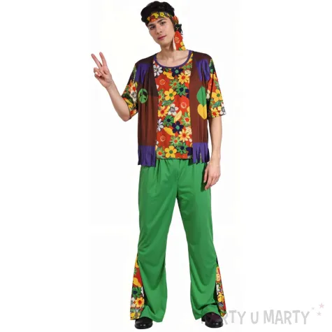 xx zestaw dla doroslych kolorowy hipis opaska bluzka spodnie rozm 56