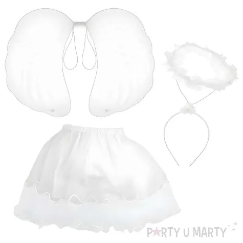 xx zestaw dla dzieci aniolek spodniczka z obszyciem skrzydla aureolka