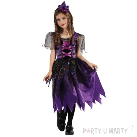 xx zestaw dla dzieci fioletowa czarownica sukienka opaska rozm 120 130 cm