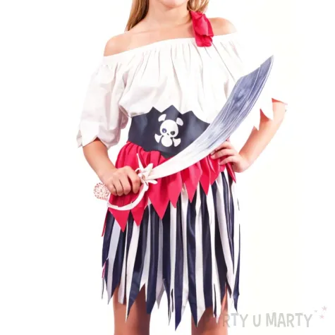 xx zestaw dla dzieci pasiasta piratka bluzka spodnica pasek opaska rozm 130 140 cm