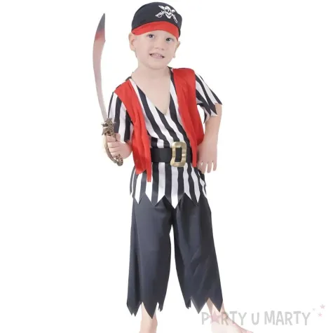 xx zestaw dla dzieci pasiasty pirat bluzka z kamizelka spodnie pasek chustka rozm 92 104 cm