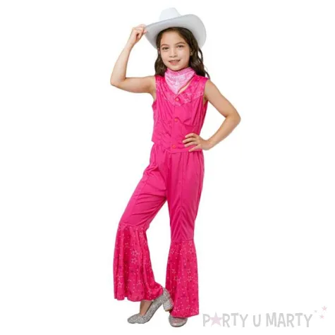 xx zestaw dla dzieci rozowa kowbojka bluzka spodnie chustka kapelusz rozm 110 120 cm