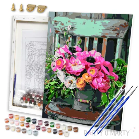 xx zestaw kreatywny flamingo line malowanie po numerach 40x50cm bukiet na krzesle 621738