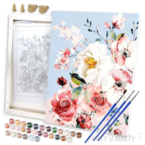 xx zestaw kreatywny flamingo line malowanie po numerach 40x50cm kwiaty 621733