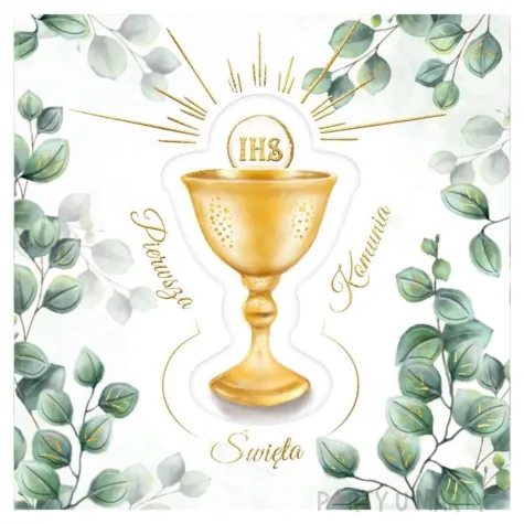 xx zk kartka okoliczno ciowa karnet komunia kielich z eukaliptusem 1 szt