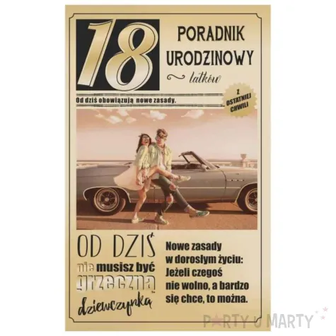 xx zk kartka okolicznosciowa 18 urodziny para z samochodem 13x20 5 cm