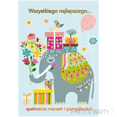 xx zk kartka okolicznosciowa karnet b6 slon z prezentami 1 szt