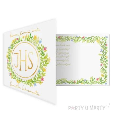 xx zk kartka okolicznosciowa karnet kw komunia z kolkiem hs tl wianek kwiaty