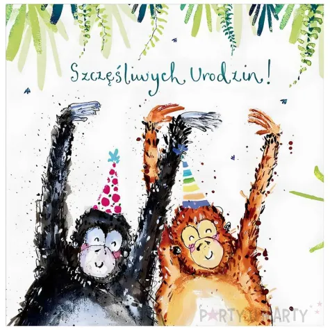 xx zk kartka urodzinowa goryle