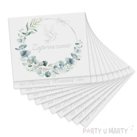 xx zk zaproszenie kwadrat zkw 120x120 komunia zest 62160 dzieciece chlopiec dziewczynka srebr