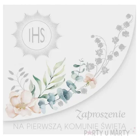 xx zk zaproszenie kwadrat zkw 120x120 komunia zest 62161 dzieciece chlopiec dziewczynka srebr