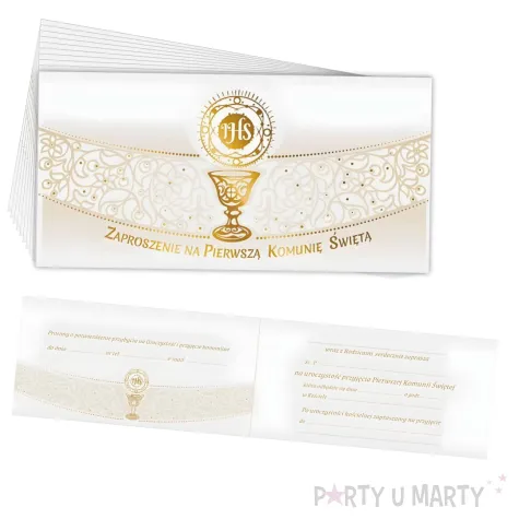 xx zk zaproszenie pierwsza komunia swieta zlota 10 szt