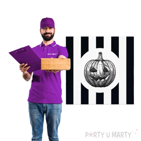 xx zse serwetki papierowe paw halloween bialo czarne dynia 33x33 cm 20 szt