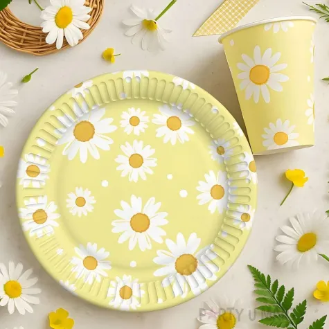 xx zta gd talerzyki papierowe zolte stokrotki 18 cm 6 szt