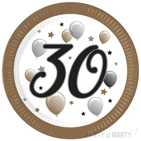 xx zta talerzyki papierowe 30 urodziny fsc 23 cm 8 szt