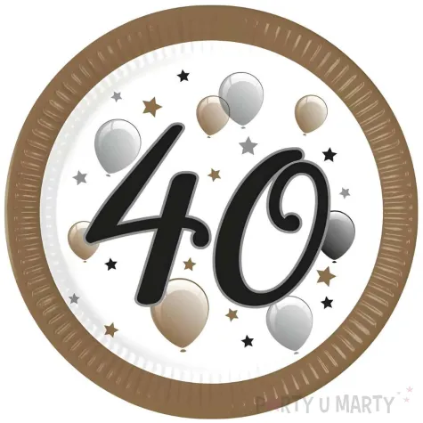 xx zta talerzyki papierowe 40 urodziny fsc 23 cm 8 szt