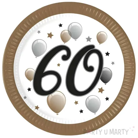 xx zta talerzyki papierowe 60 urodziny fsc 23 cm 8 szt