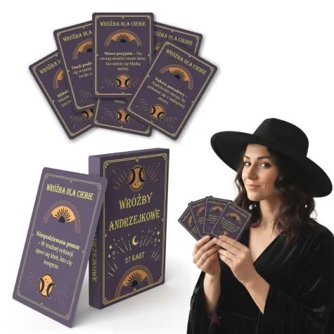 zabawa na andrzejki karty do gry wrozby andrzejkowe astro zodiak talia z pudelkiem 27 szt