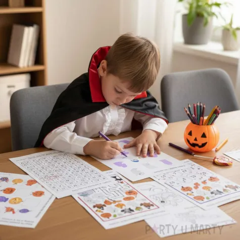 zabawa na halloween karty pacy zadania dla dzieci lamiglowki kolorowanki dyplom 20 zadan