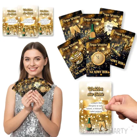 zabawa na sylwestra zdrapki wrozby noworoczne szampanski nowy rok karty 20 szt