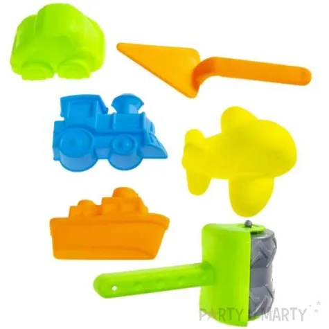 zabawki plazowe foremki do piasku kolorowe pojazdy mix kemis 6 szt