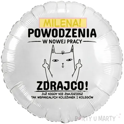zabawny prezent dla kolegi kolezanki na odejscie z pracy balon foliowy zdrajca imie bialy 18