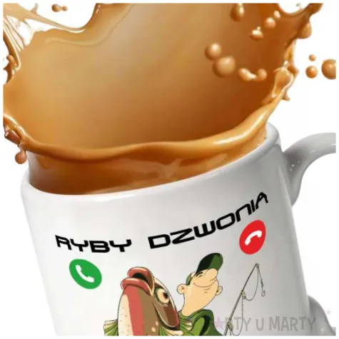 zabawny prezent na urodziny wedkarza kubek ryby dzwonia musze isc bialy upominek 330 ml