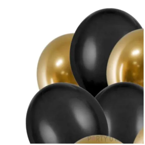 zabawy sylwestrowe balony z wrozbami noworocznymi zloto czarne 10 szt