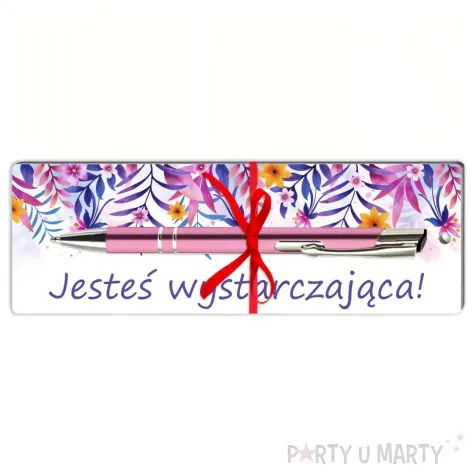 zakladka do ksiazki z dlugopisem kwiatki jestes wystarczajaca 18 cm